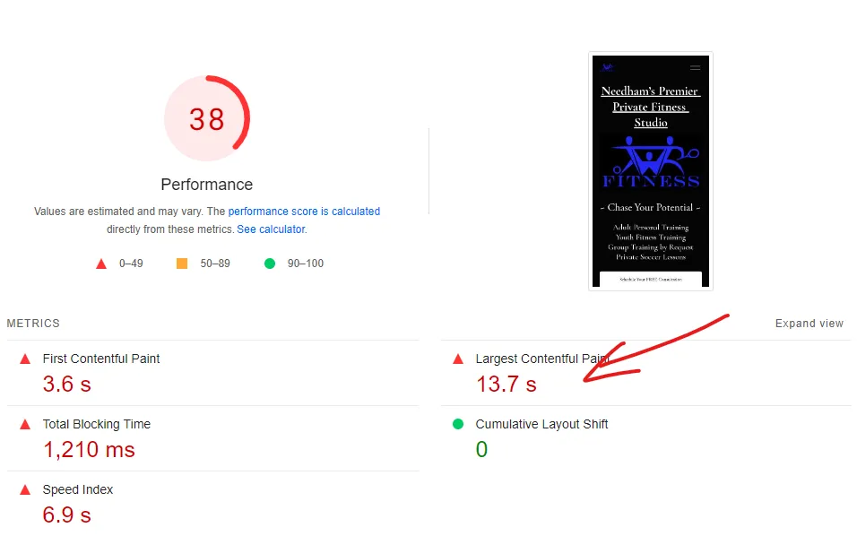 Mobile page load speed - 13.7 seconds